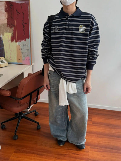Nine Loose Fit Faded Whiskers Jeans-korean-fashion-Jeans-Nine's Closet-OH Garments