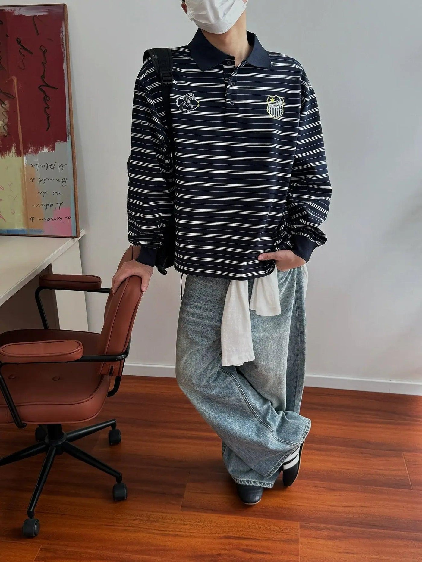 Nine Loose Fit Faded Whiskers Jeans-korean-fashion-Jeans-Nine's Closet-OH Garments