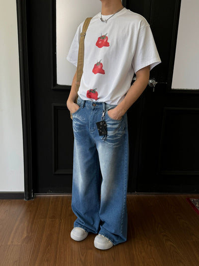Nine Melted Tomato Graphic T-Shirt-korean-fashion-T-Shirt-Nine's Closet-OH Garments