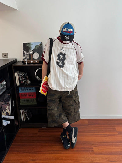 Nine Mesh Spliced Jersey T-Shirt-korean-fashion-T-Shirt-Nine's Closet-OH Garments