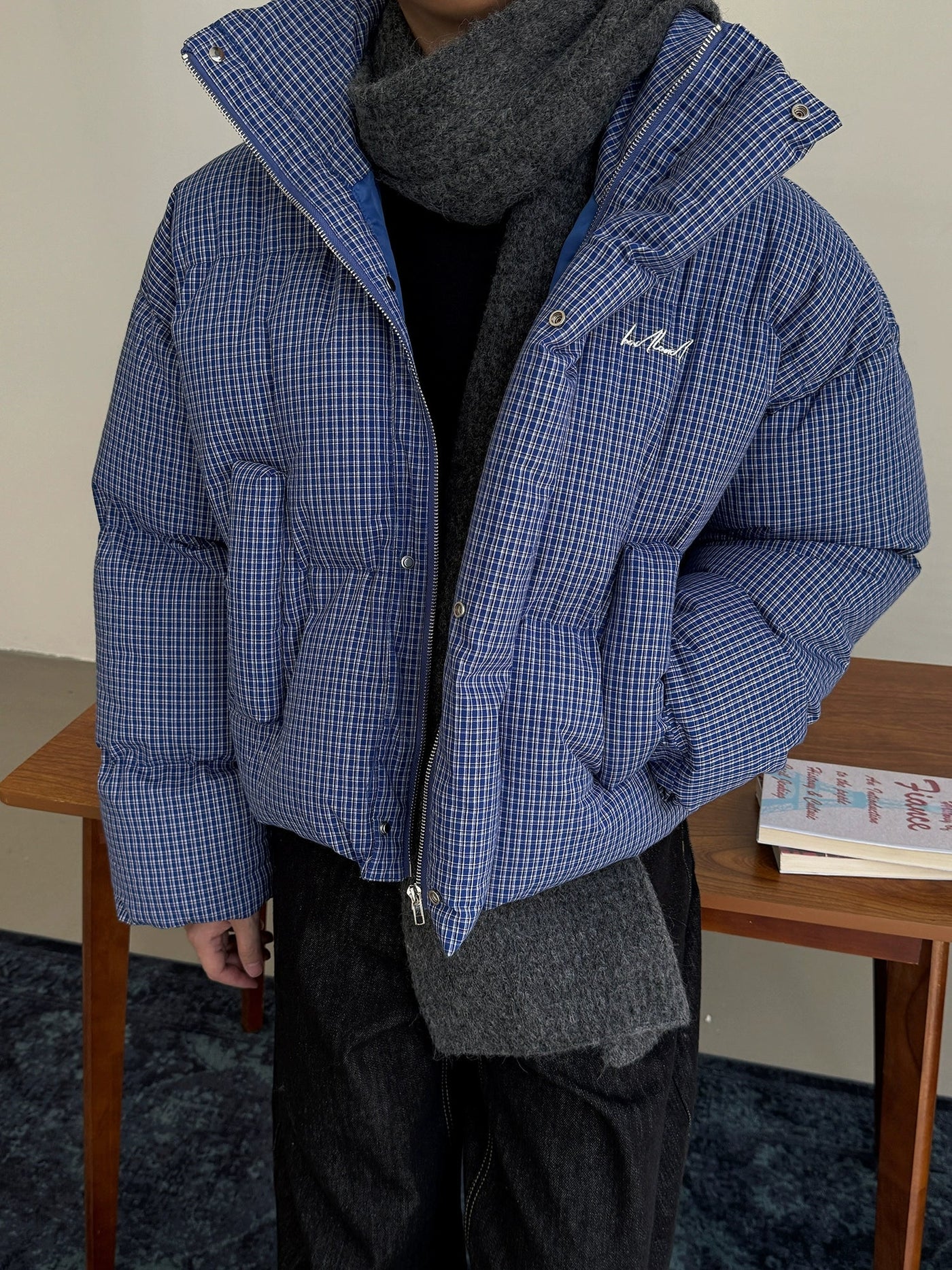 Nine Micro Checkered Thick Puffer Jacket-korean-fashion-Jacket-Nine's Closet-OH Garments