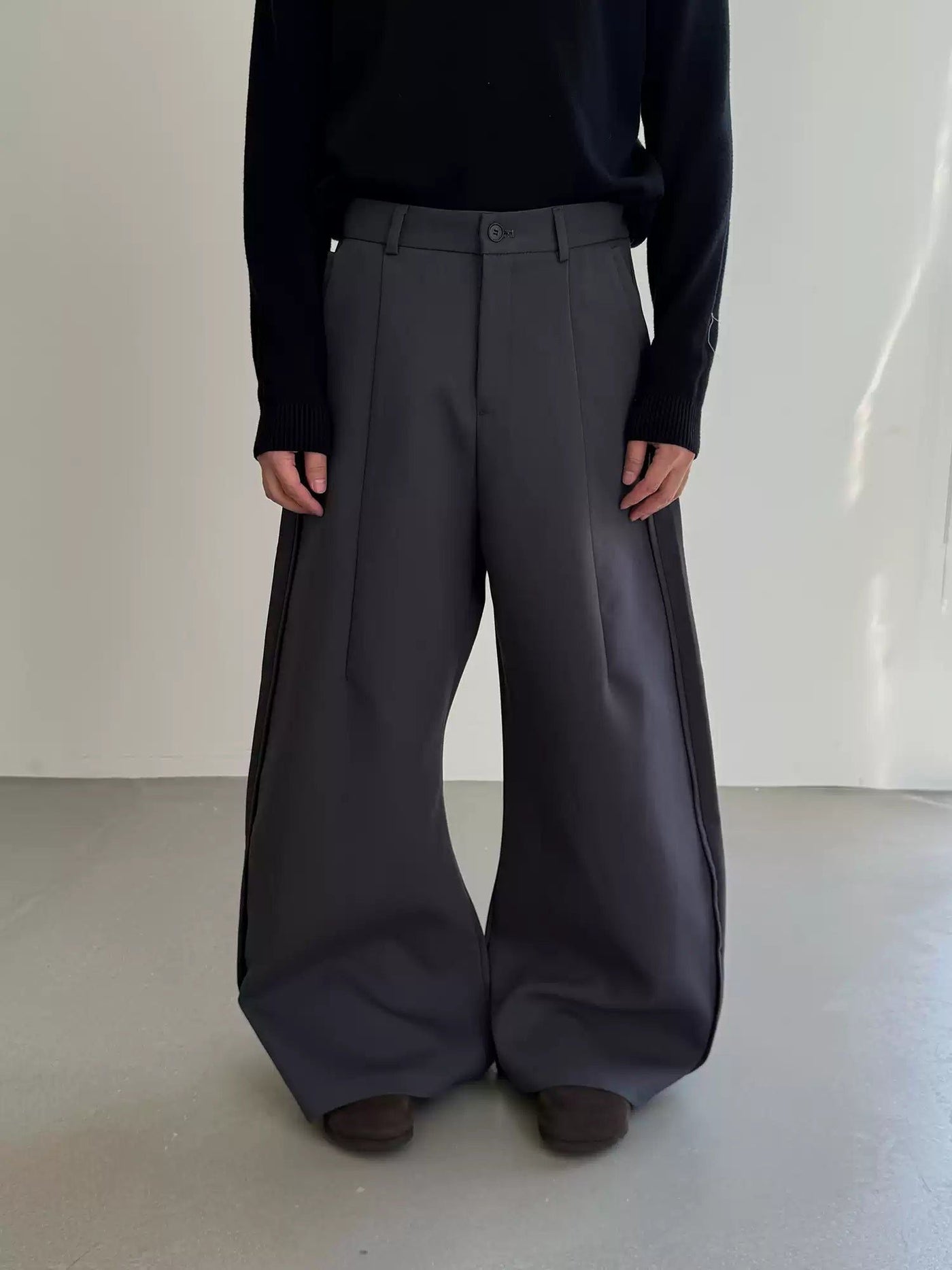 Nine Mid-High Waist Seam Detail Trousers-korean-fashion-Trousers-Nine's Closet-OH Garments