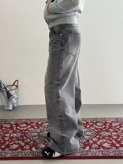 Nine Mid-High Waist Wide Jeans-korean-fashion-Jeans-Nine's Closet-OH Garments