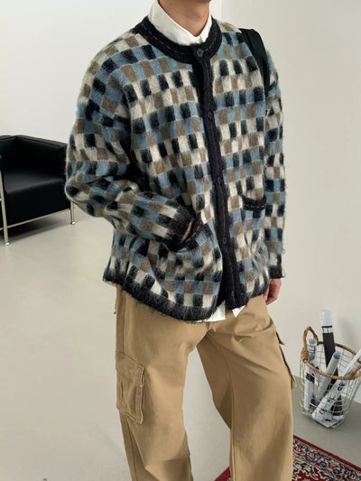 Nine Mohair Checkered Cardigan-korean-fashion-Cardigan-Nine's Closet-OH Garments