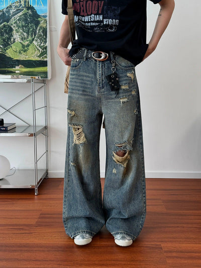Nine Mud-Washed Ripped Jeans-korean-fashion-Jeans-Nine's Closet-OH Garments