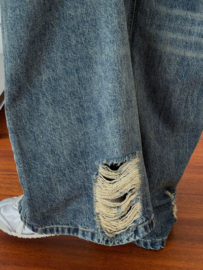 Nine Mud-Washed Ripped Jeans-korean-fashion-Jeans-Nine's Closet-OH Garments