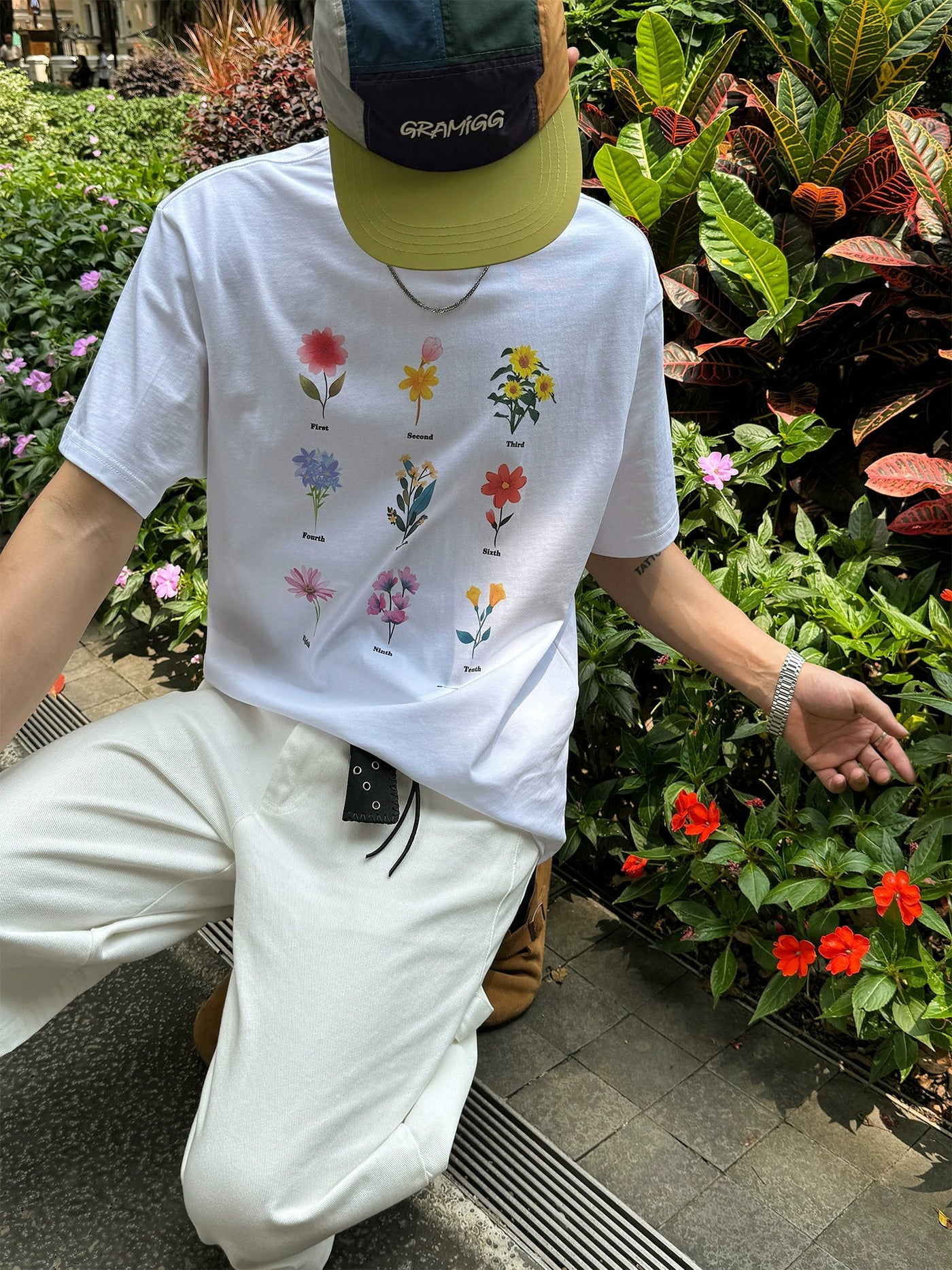Nine Multi-Flower Graphic T-Shirt-korean-fashion-T-Shirt-Nine's Closet-OH Garments