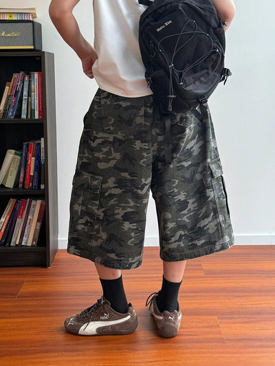 Nine Multi-Pocket Camouflage Cargo Shorts-korean-fashion-Shorts-Nine's Closet-OH Garments