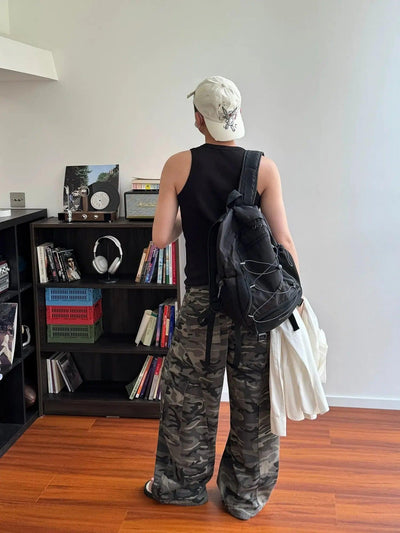 Nine Multi-Pocket Wide Camo Cargo Pants-korean-fashion-Pants-Nine's Closet-OH Garments