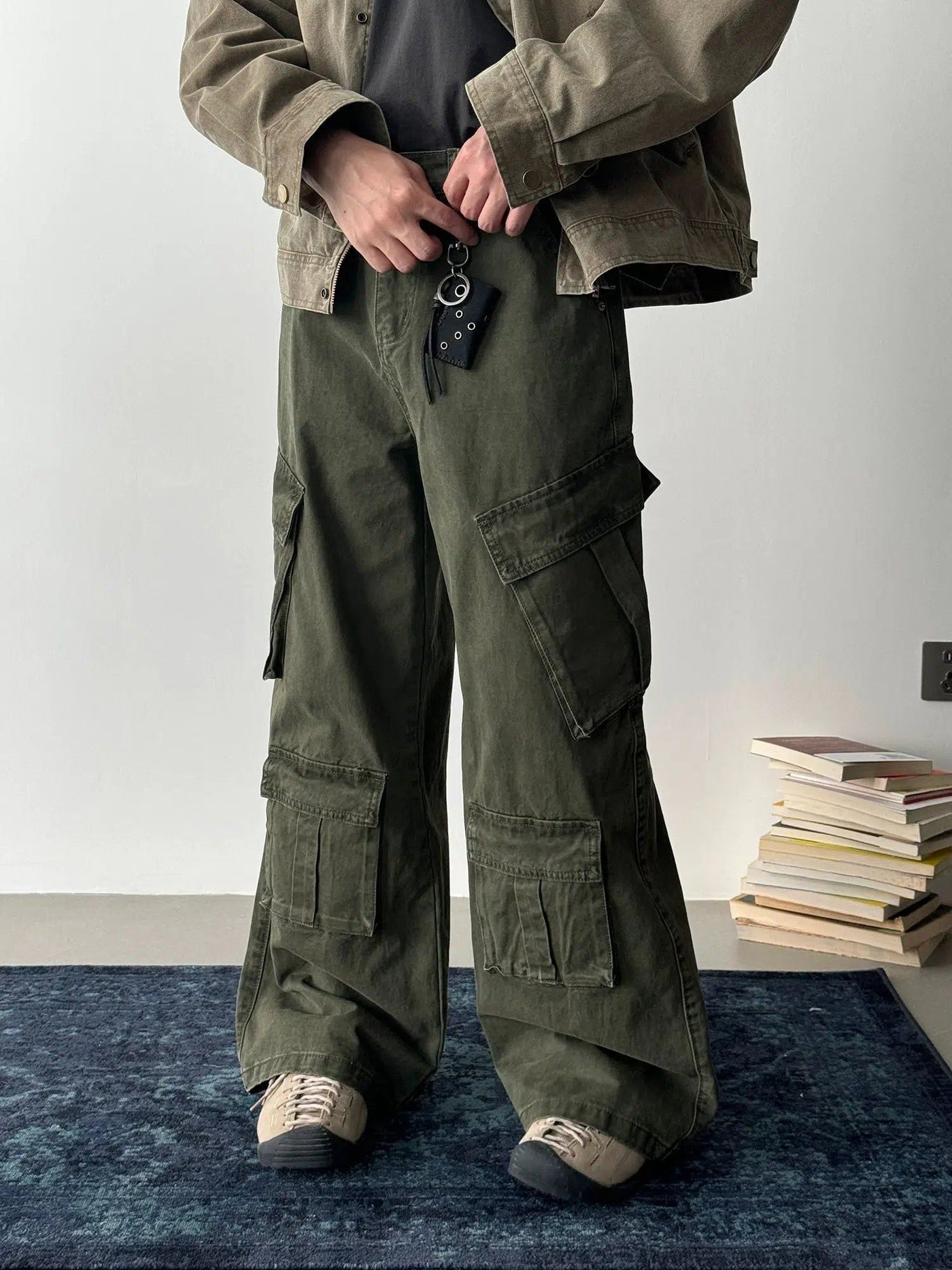 Nine Multi-Pocket Work Cargo Pants-korean-fashion-Pants-Nine's Closet-OH Garments