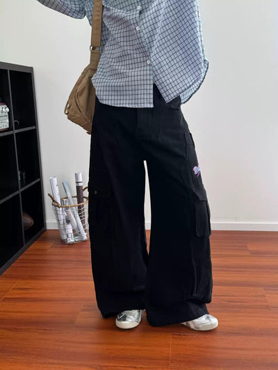 Nine Multi-Pockets Wide Leg Cargo Pants-korean-fashion-Pants-Nine's Closet-OH Garments