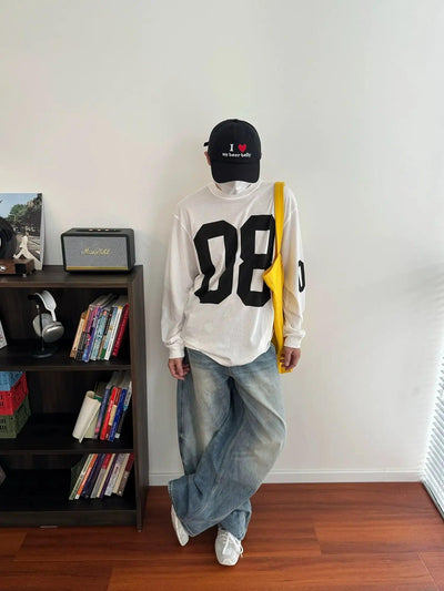 Nine Number Print Long Sleeve T-Shirt-korean-fashion-T-Shirt-Nine's Closet-OH Garments