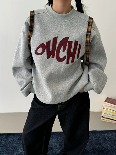 Nine Ouch! Text Print Crewneck-korean-fashion-Crewneck-Nine's Closet-OH Garments