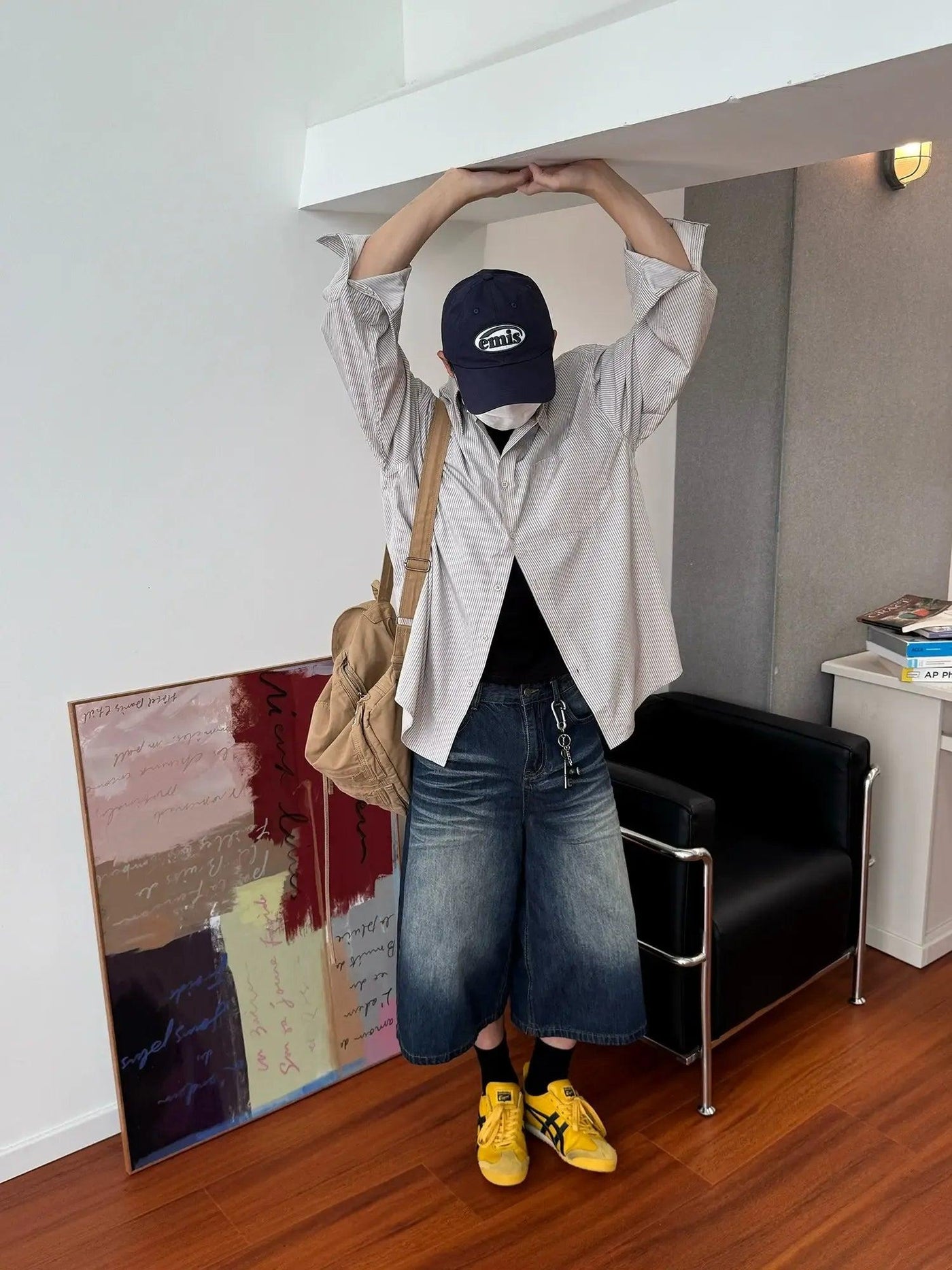 Nine Oversized Striped Lapel Shirt-korean-fashion-Shirt-Nine's Closet-OH Garments