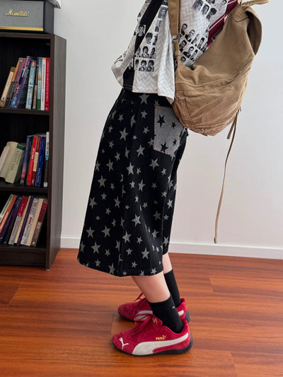 Nine Patched Star Printed Denim Shorts-korean-fashion-Shorts-Nine's Closet-OH Garments