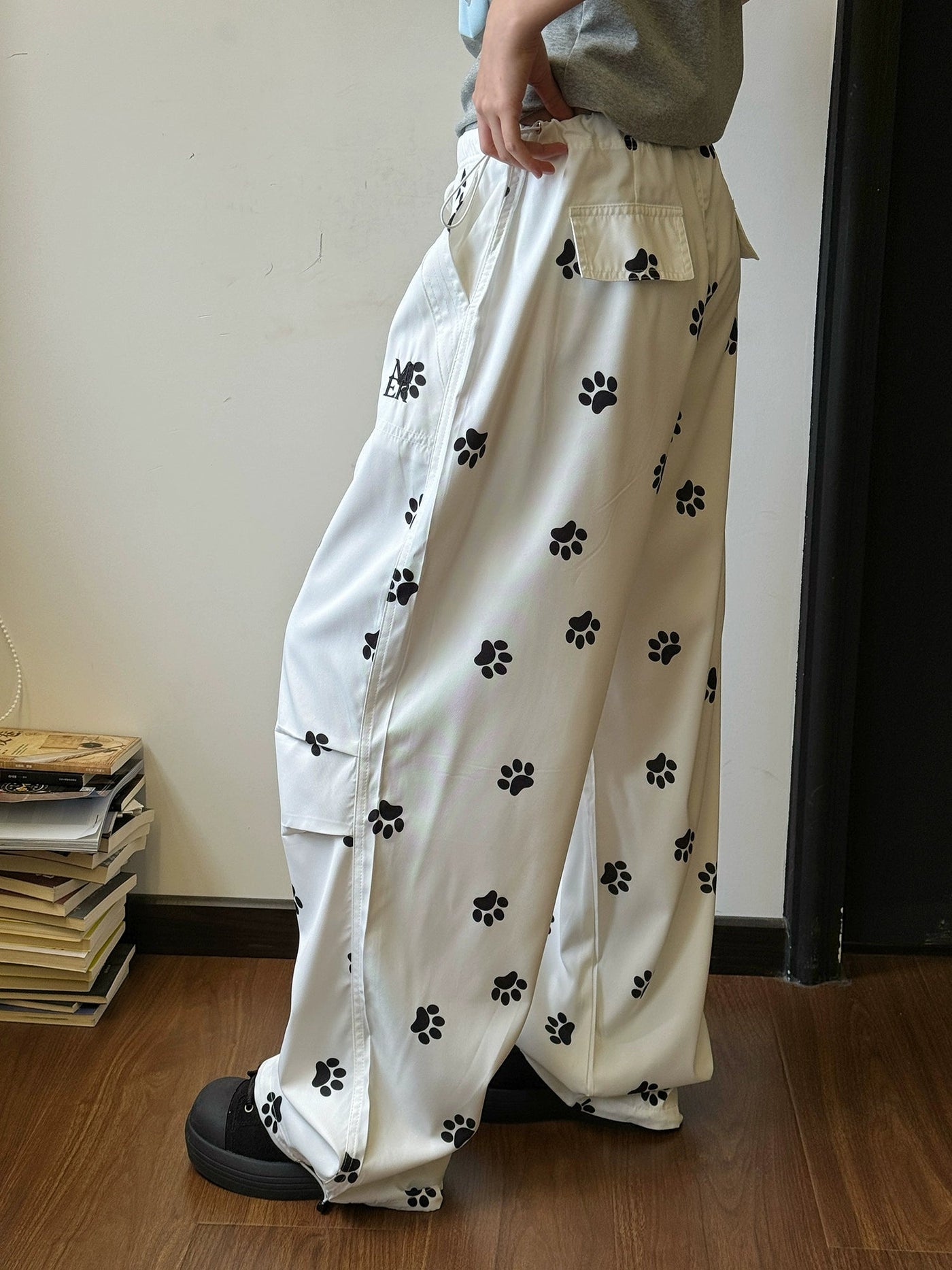 Nine Paw Prints Pattern Pants-korean-fashion-Pants-Nine's Closet-OH Garments