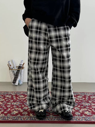 Nine Plaid Casual Fit Pants-korean-fashion-Pants-Nine's Closet-OH Garments