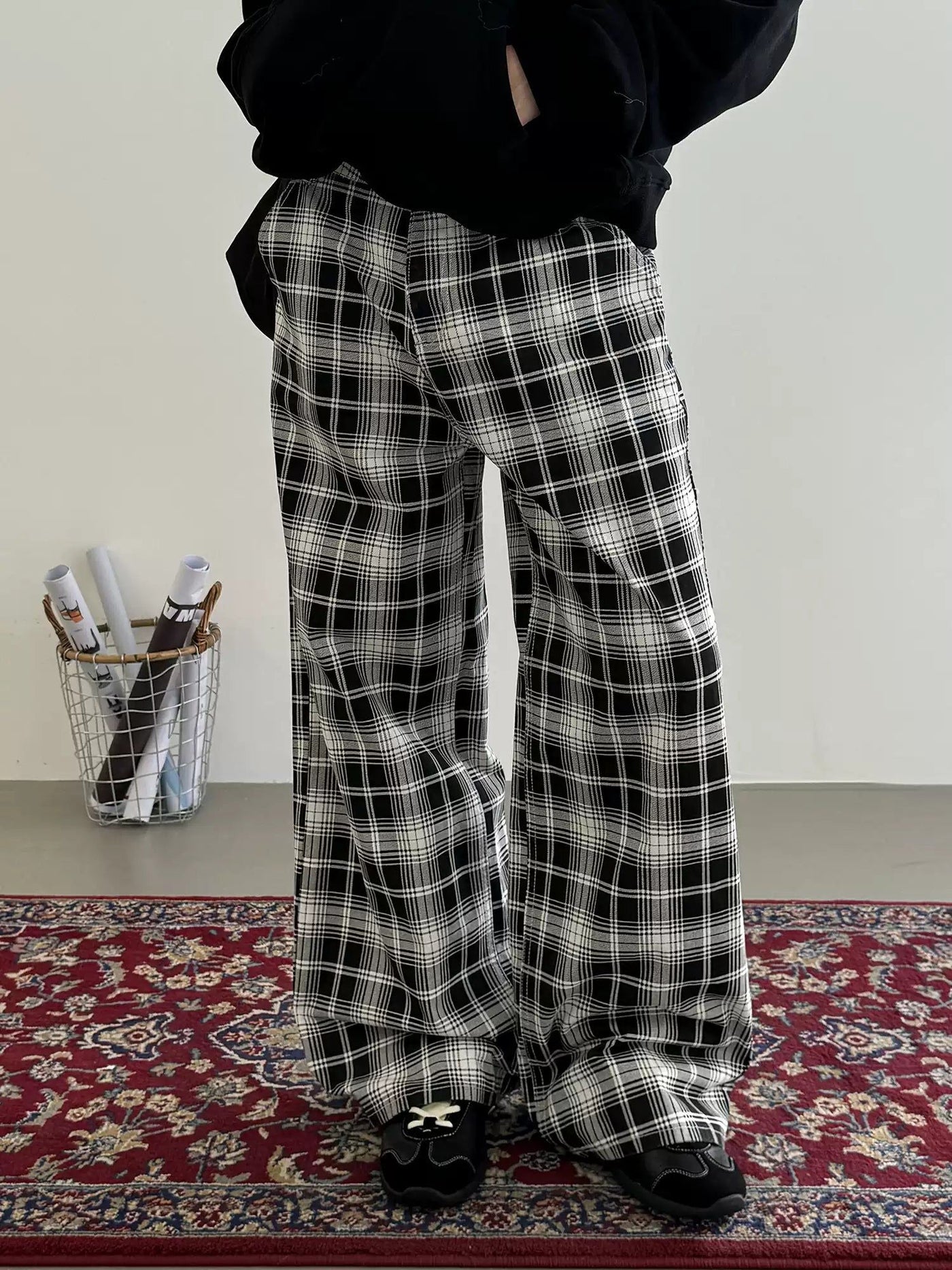 Nine Plaid Casual Fit Pants-korean-fashion-Pants-Nine's Closet-OH Garments