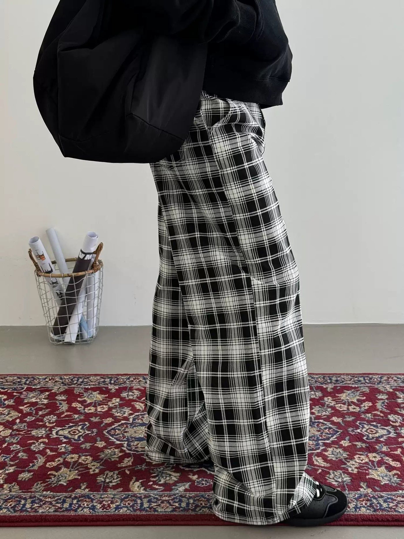 Nine Plaid Casual Fit Pants-korean-fashion-Pants-Nine's Closet-OH Garments