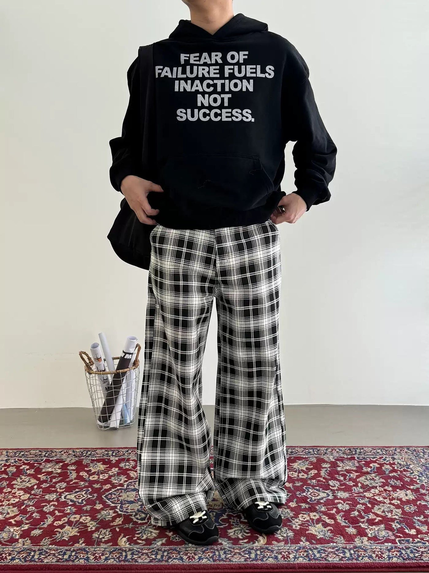 Nine Plaid Casual Fit Pants-korean-fashion-Pants-Nine's Closet-OH Garments