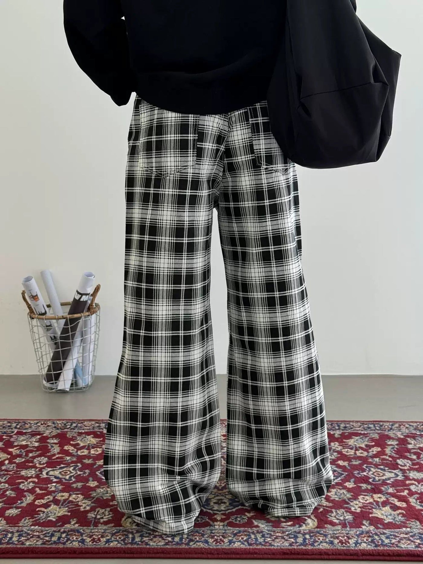 Nine Plaid Casual Fit Pants-korean-fashion-Pants-Nine's Closet-OH Garments