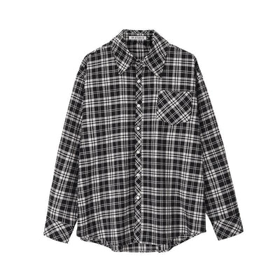 Nine Plaid Front Pocket Shirt-korean-fashion-Shirt-Nine's Closet-OH Garments