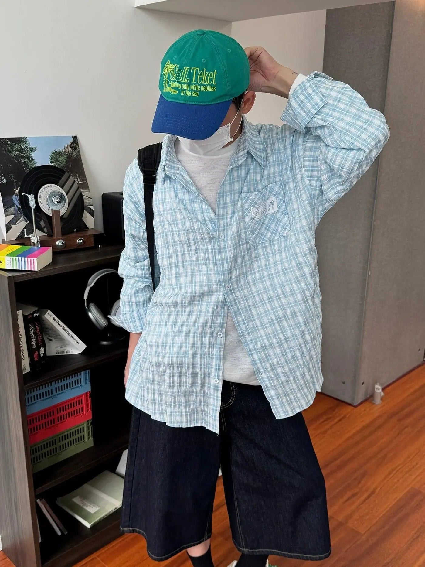 Nine Plaid Pattern Front Pocket Shirt-korean-fashion-Shirt-Nine's Closet-OH Garments
