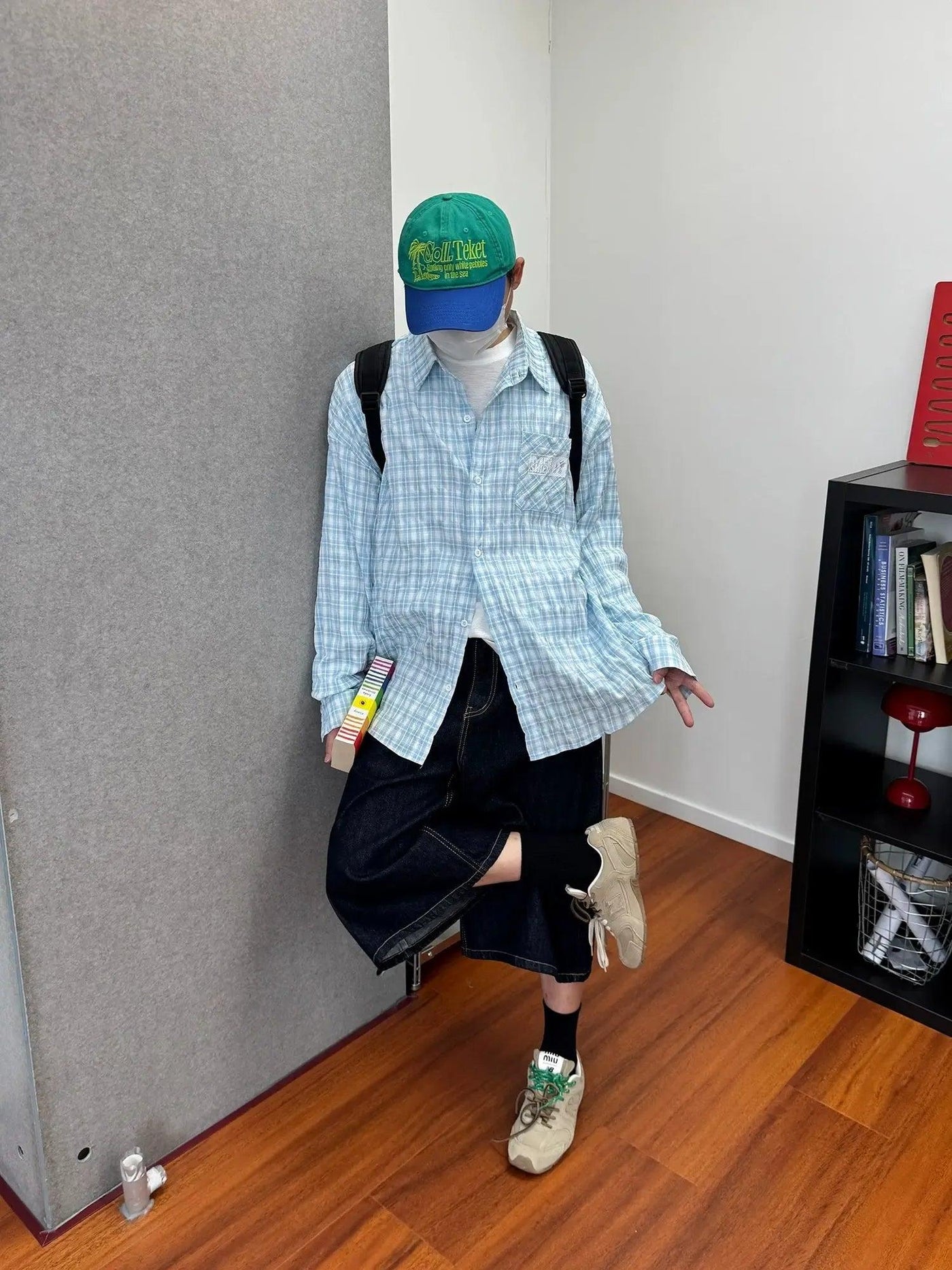 Nine Plaid Pattern Front Pocket Shirt-korean-fashion-Shirt-Nine's Closet-OH Garments