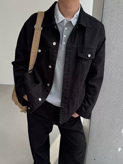 Nine Plain Color Button-Up Denim Jacket-korean-fashion-Jacket-Nine's Closet-OH Garments