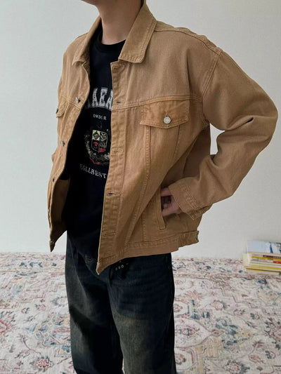 Nine Plain Color Button-Up Denim Jacket-korean-fashion-Jacket-Nine's Closet-OH Garments