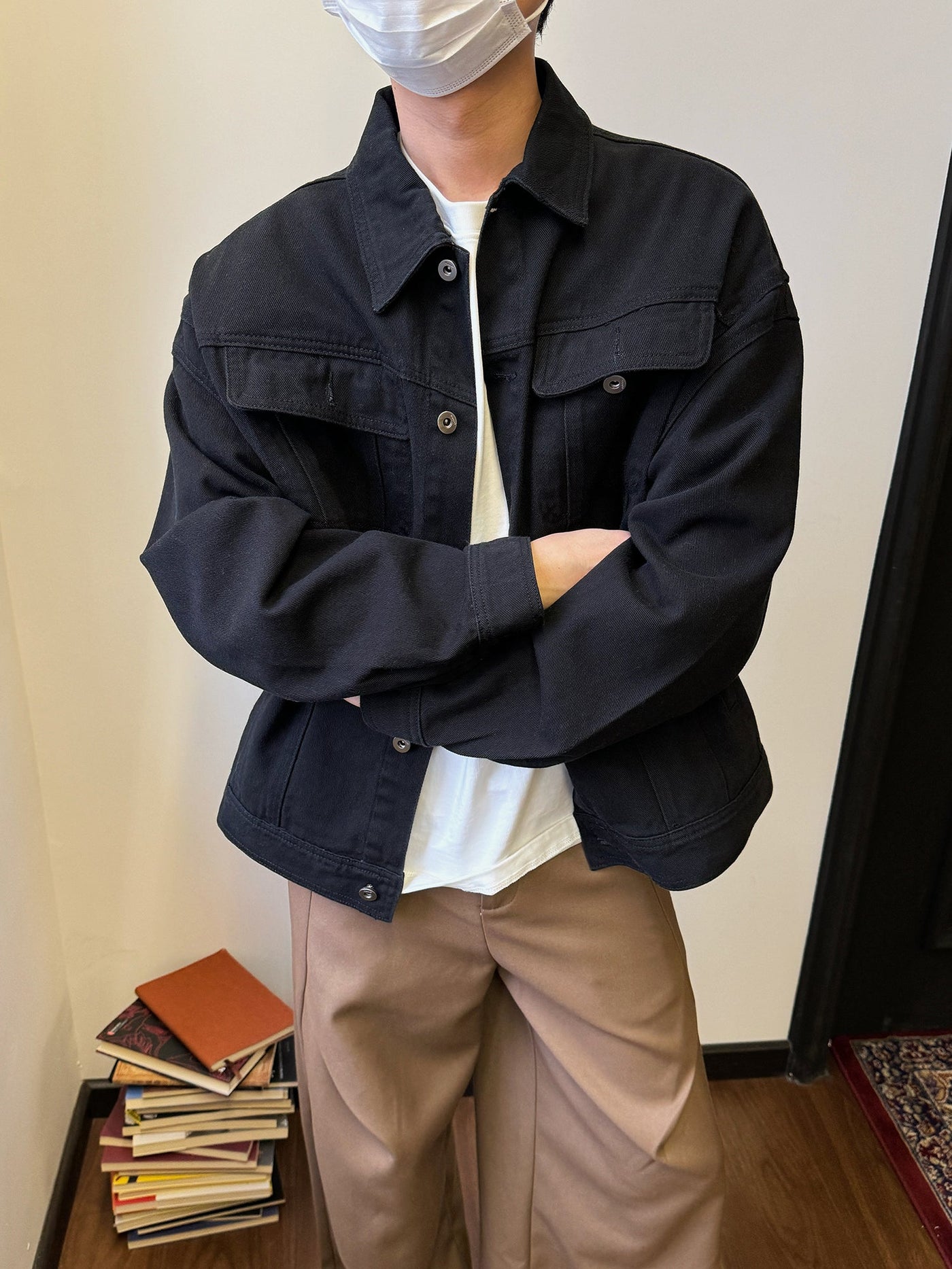 Nine Plain Flap Pockets Denim Jacket-korean-fashion-Jacket-Nine's Closet-OH Garments