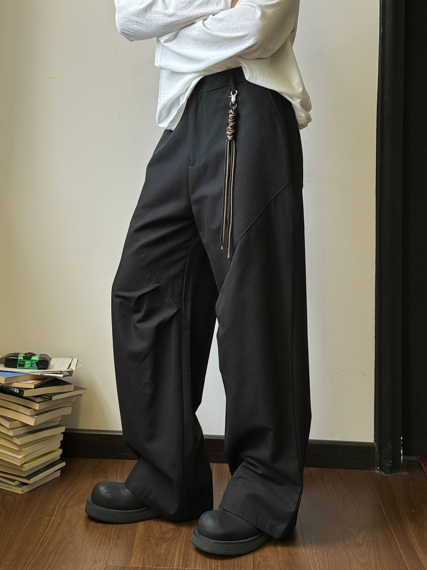 Nine Pleated String Detail Trousers-korean-fashion-Trousers-Nine's Closet-OH Garments