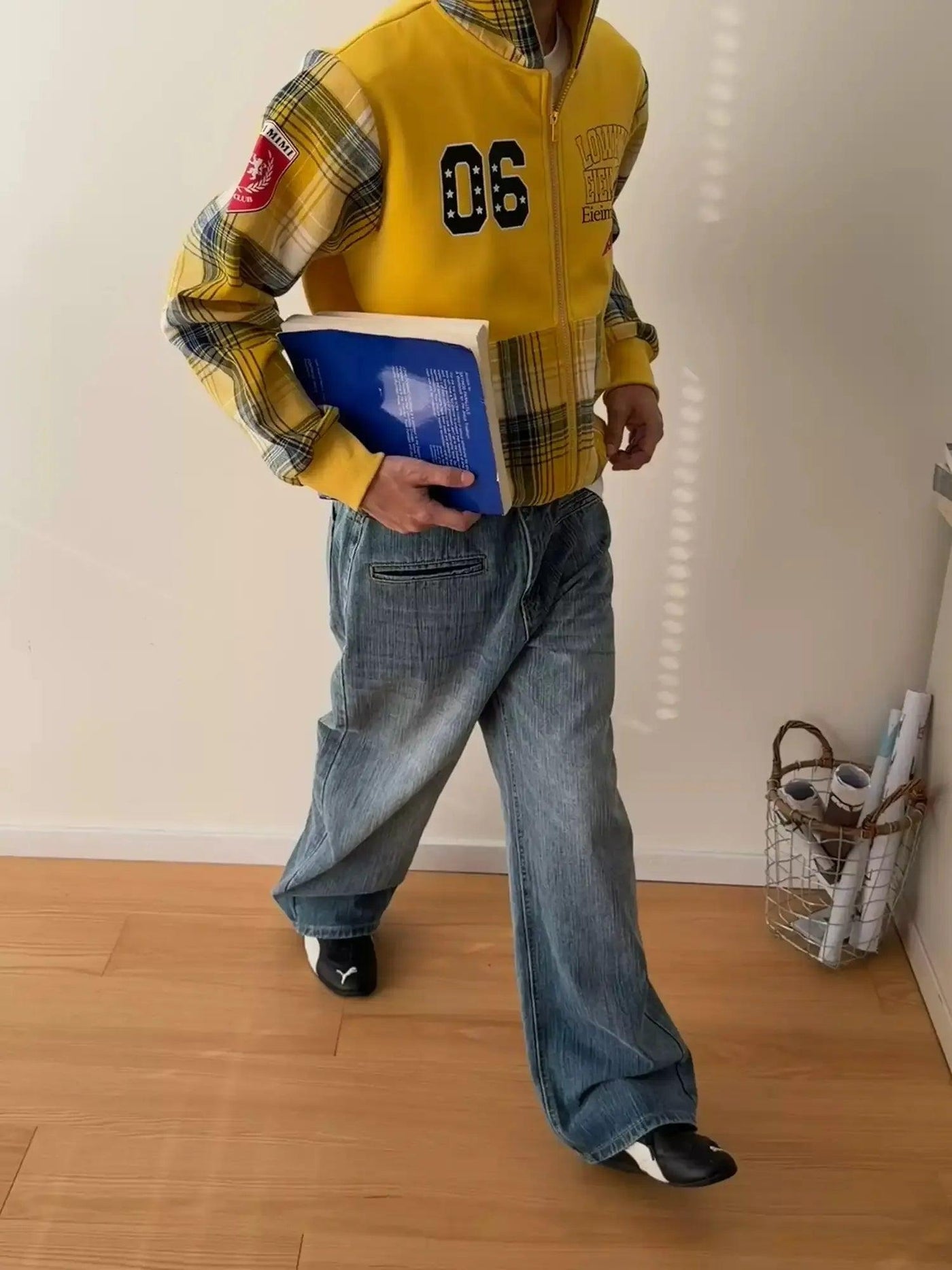 Nine Retro Textured Straight Jeans-korean-fashion-Jeans-Nine's Closet ...