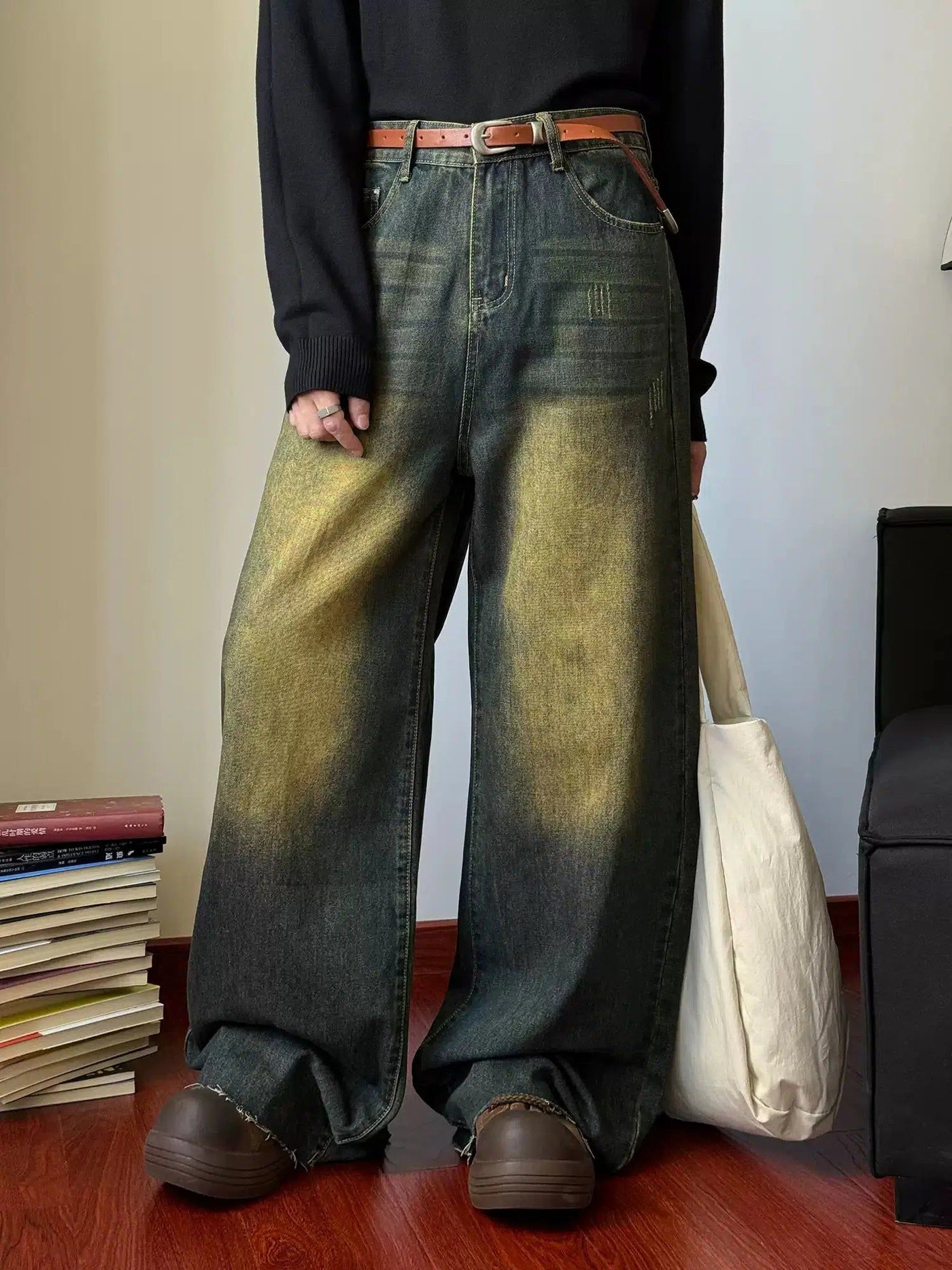 Nine Rustic Fade Raw Edge Jeans-korean-fashion-Jeans-Nine's Closet-OH Garments