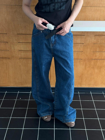 Nine Seam Details Straight Jeans-korean-fashion-Jeans-Nine's Closet-OH Garments
