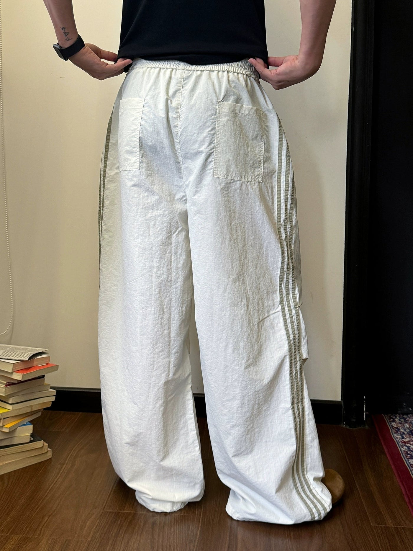 Nine Side Bar Pleated Parachute Pants-korean-fashion-Pants-Nine's Closet-OH Garments