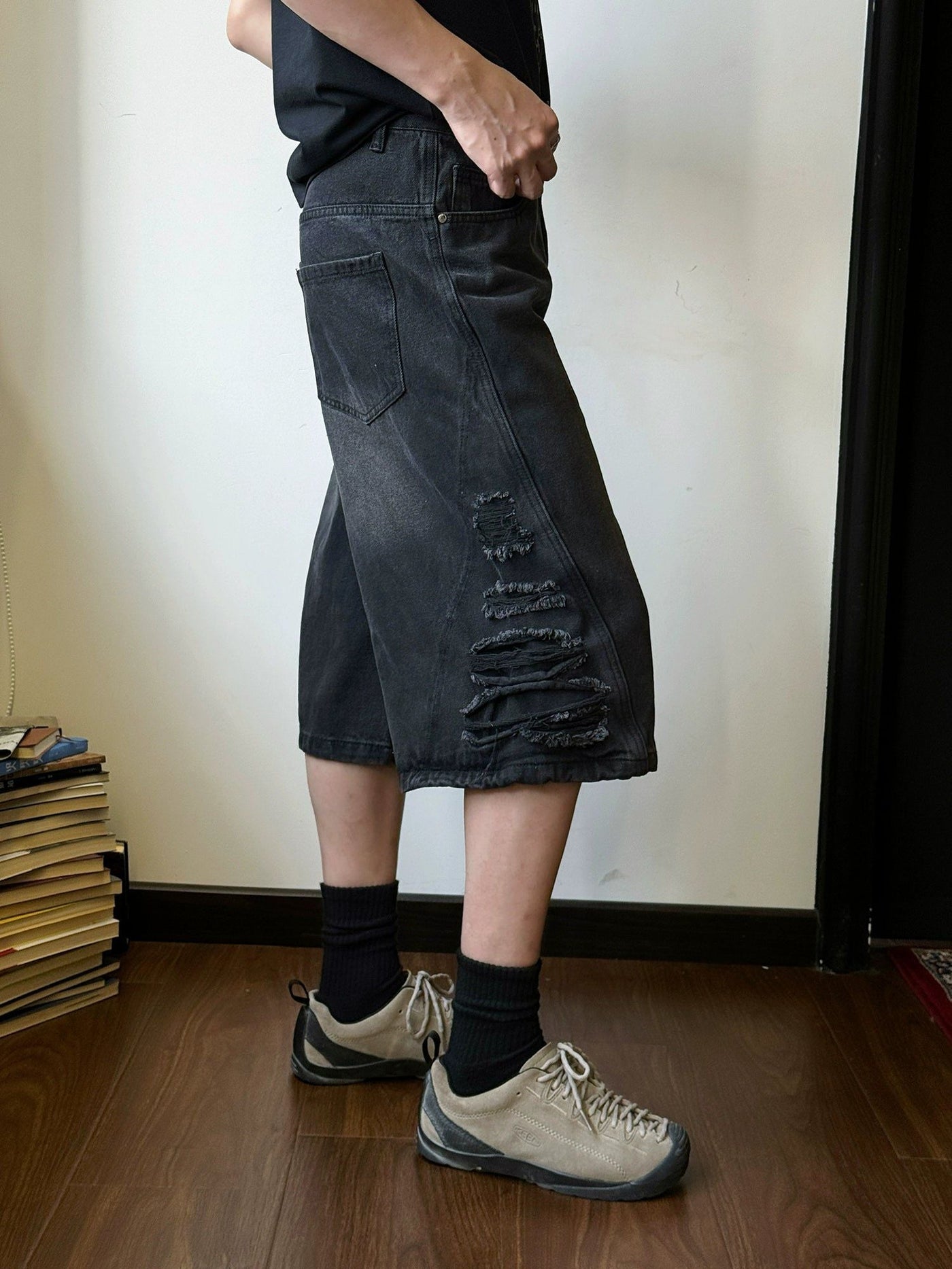 Nine Side Button Denim Shorts-korean-fashion-Shorts-Nine's Closet-OH Garments