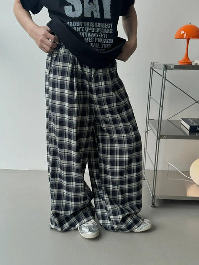 Nine Slouchy Plaid Pants-korean-fashion-Pants-Nine's Closet-OH Garments