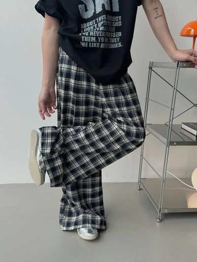 Nine Slouchy Plaid Pants-korean-fashion-Pants-Nine's Closet-OH Garments