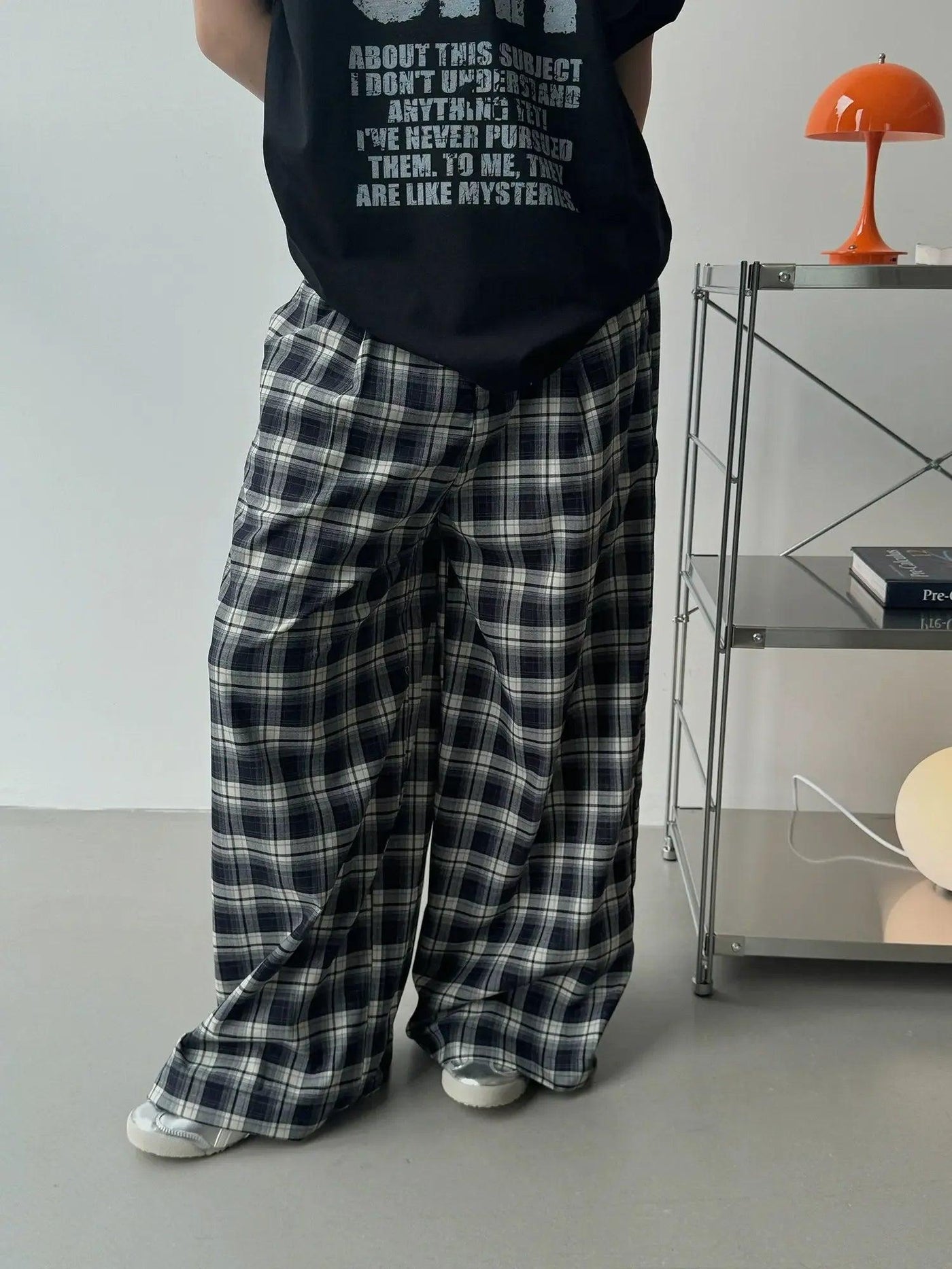 Nine Slouchy Plaid Pants-korean-fashion-Pants-Nine's Closet-OH Garments