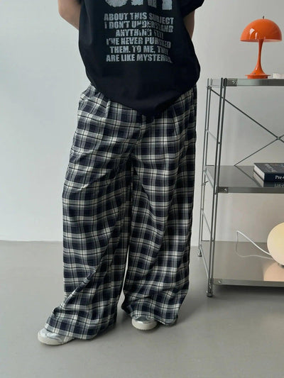 Nine Slouchy Plaid Pants-korean-fashion-Pants-Nine's Closet-OH Garments
