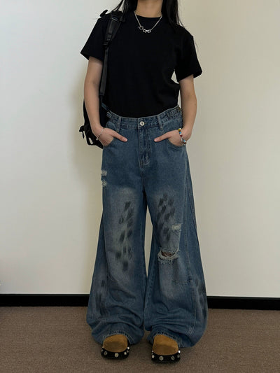 Nine Smudges and Distress Jeans-korean-fashion-Jeans-Nine's Closet-OH Garments