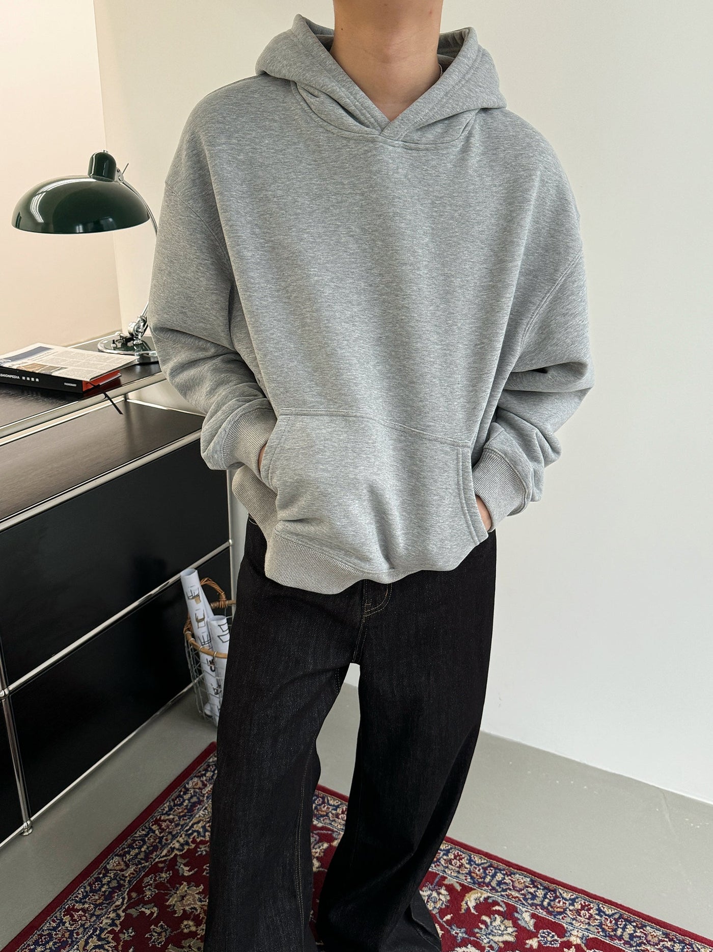 Nine Solid Color Kangaroo Pocket Hoodie-korean-fashion-Hoodie-Nine's Closet-OH Garments