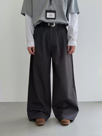 Nine Solid Pleats Trousers-korean-fashion-Trousers-Nine's Closet-OH Garments