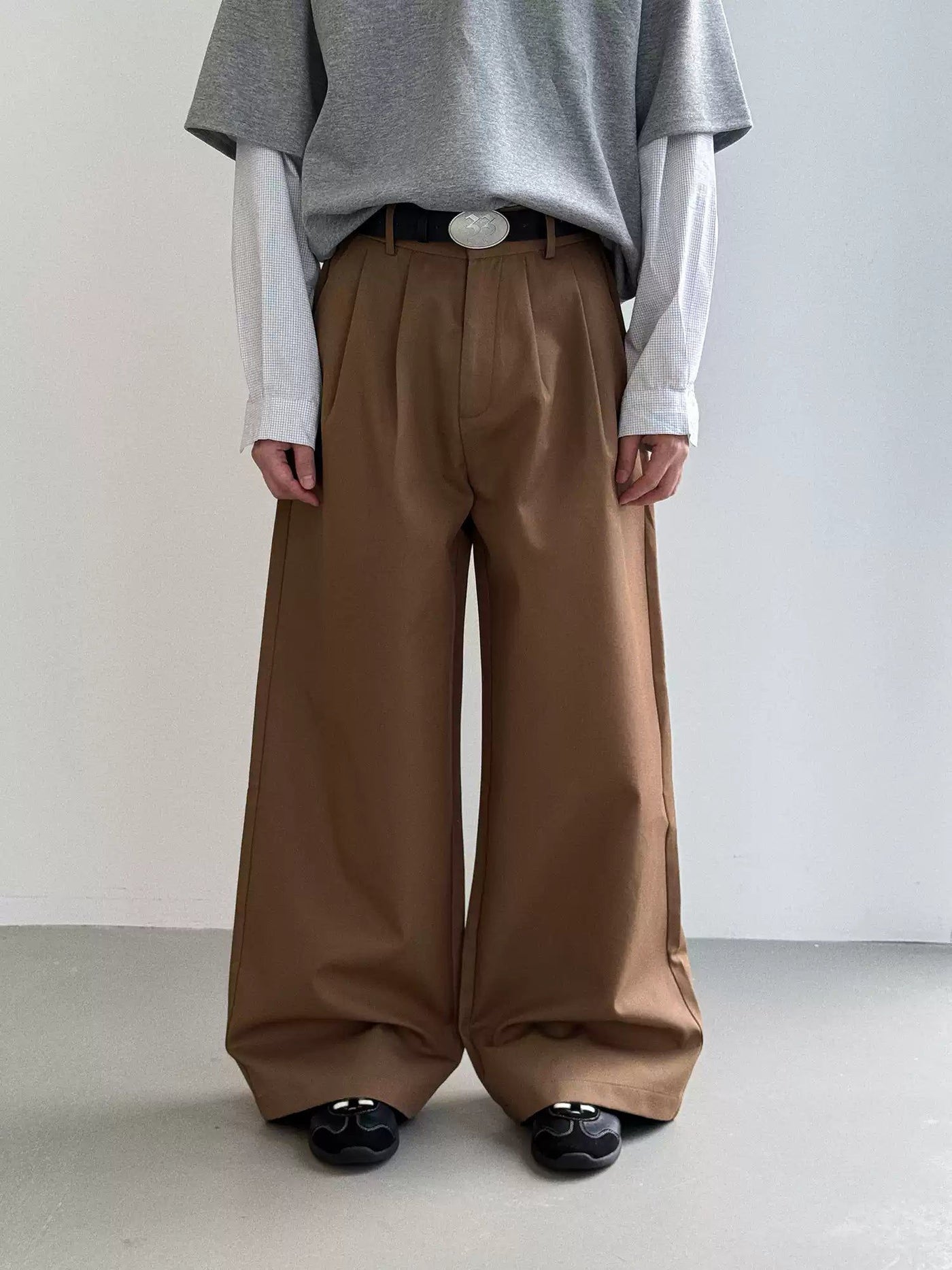 Nine Solid Pleats Trousers-korean-fashion-Trousers-Nine's Closet-OH Garments