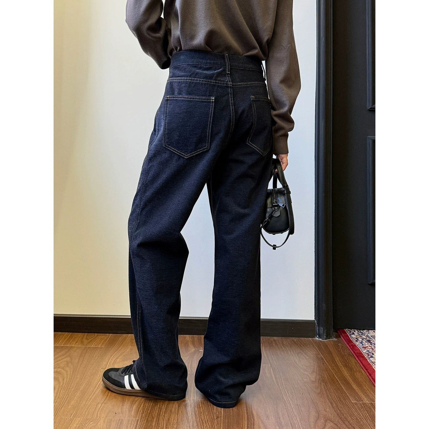 Nine Stitched Detail Straight Loose Jeans-korean-fashion-Jeans-Nine's Closet-OH Garments