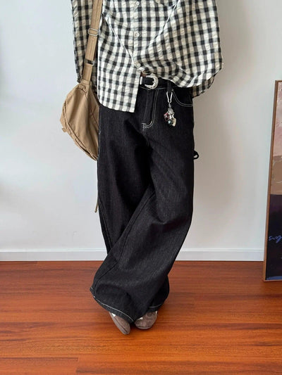 Nine Stitched Line Pocket Jeans-korean-fashion-Jeans-Nine's Closet-OH Garments