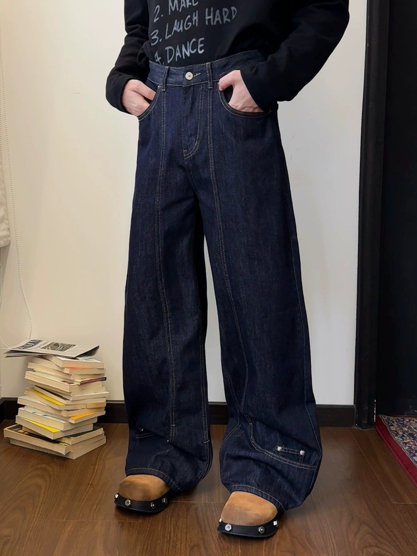 Nine Stitched Washed Jeans-korean-fashion-Jeans-Nine's Closet-OH Garments