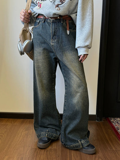 Nine Stone Washed Flared Jeans-korean-fashion-Jeans-Nine's Closet-OH Garments