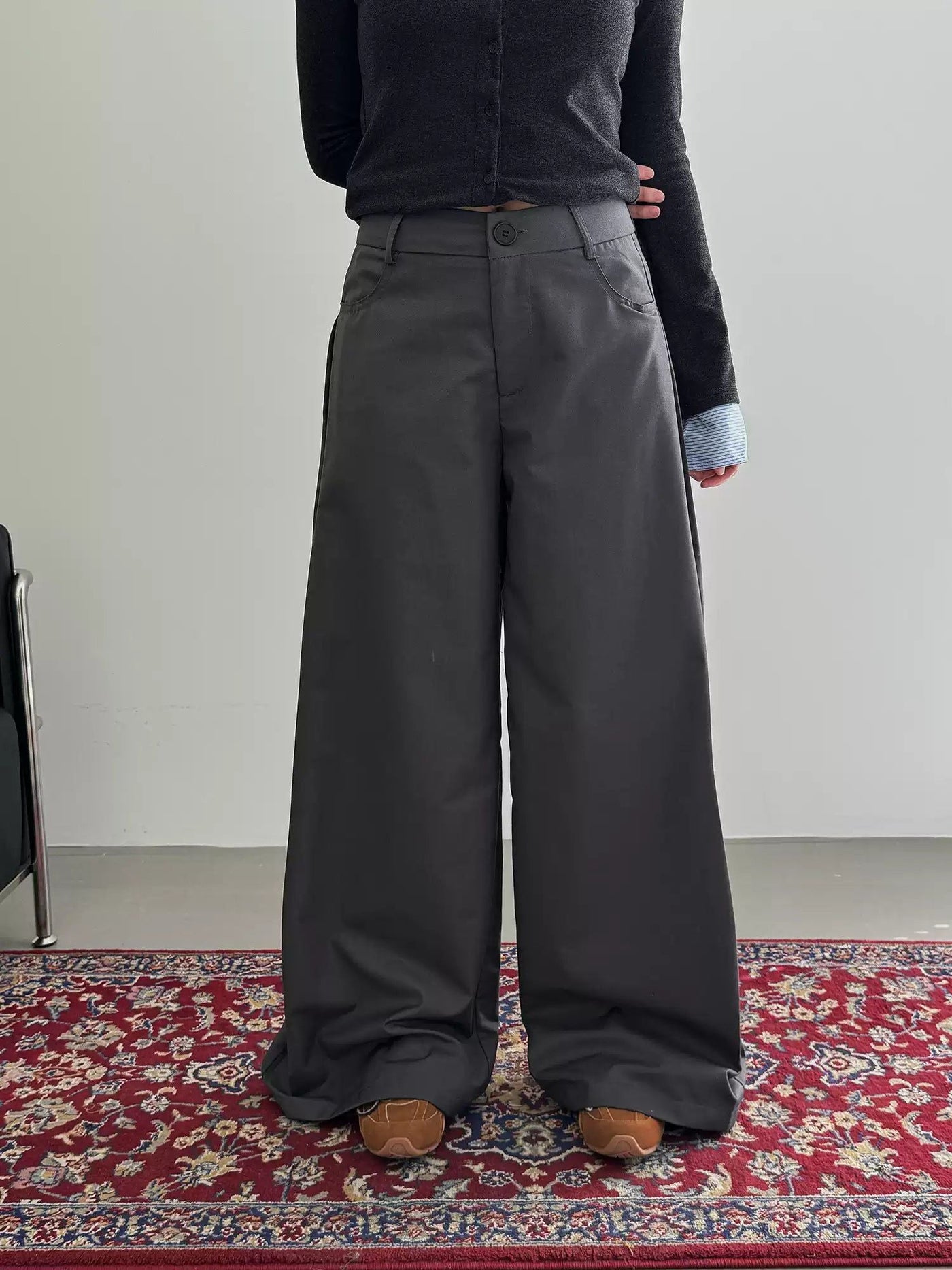 Nine Straight Loose Fit Pants-korean-fashion-Pants-Nine's Closet-OH Garments